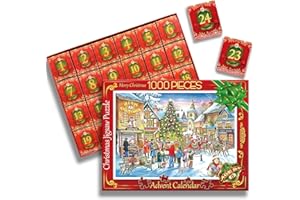 Topunny Advent Calendar 2023 Christmas Jigsaw Puzzles for Adults - Santa Claus Sent Gifts, 24 Parts - 1000 Piece Puzzles Coun