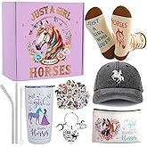 Zhamate Horse Lover Gifts for Women Girls 8 PCS Stuff Cool Gifts Include Baseball Hat Tumbler Mug Makeup Bag Socks Key Chain Card for Birthday Valentine's Day