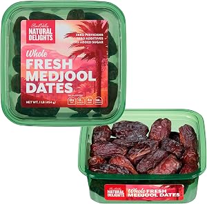 Natural Delights Fresh Medjool Dates (1 lb.) | Great Snacks for Adults and Kids | Non-GMO Verified | Superfood | No Sugar Add