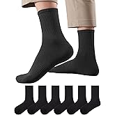 KRJ Crew Socks for Men - Cotton Breathable Mid-Calf Business Socks,3/6 Pairs