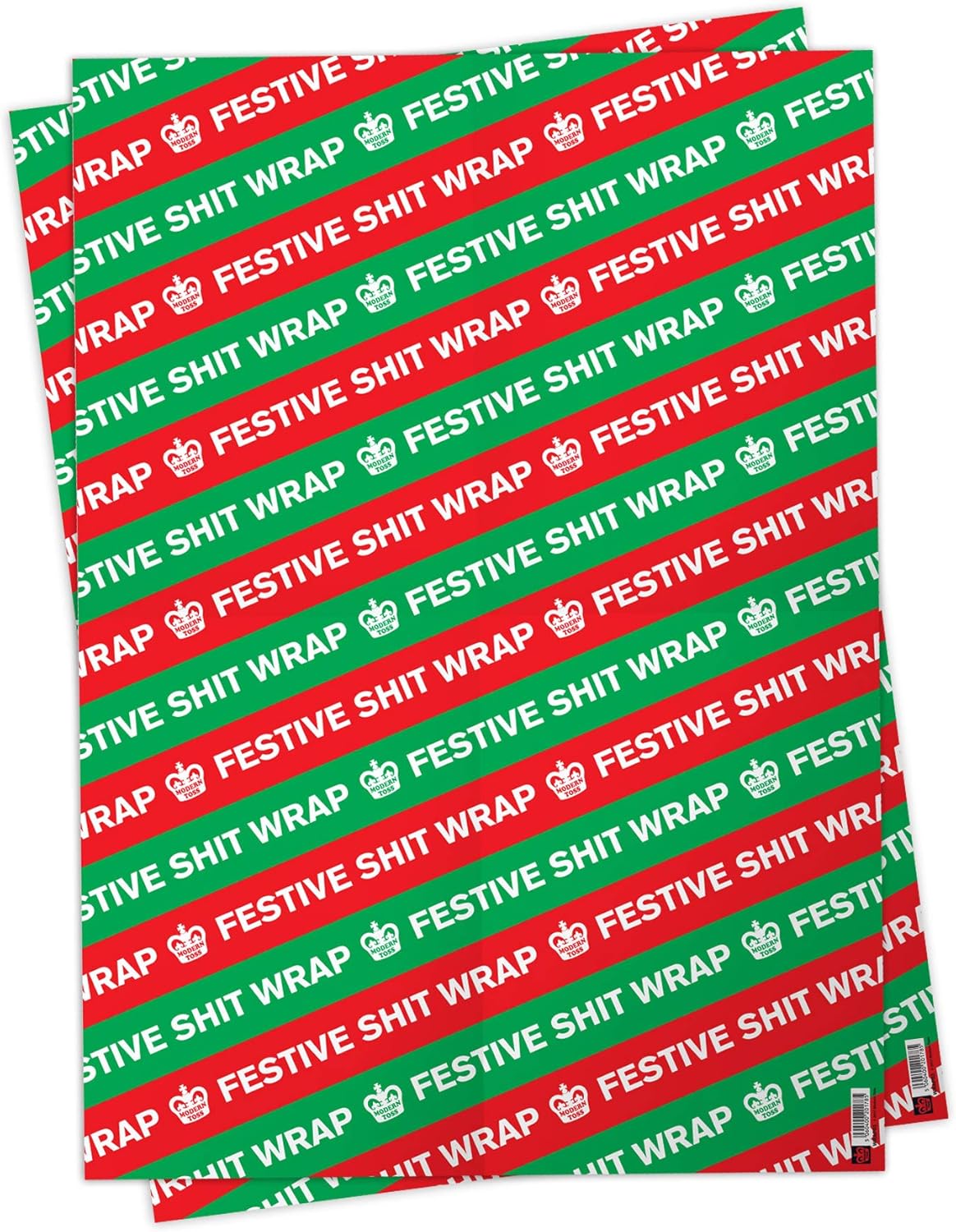 Official Modern Toss, 2 Sheets Of Funny ' Festive Sh*t' Wrapping Paper, Rude Christmas Xmas Gift Wrap, Wrapping Paper