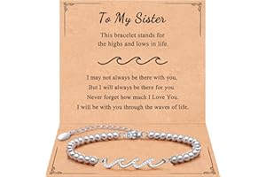 QWNHONEY Waves of Life Bracelet Inspirational Birthday Gifts for Bestie Sister 16th 18th 21st 30th 40th 50th 60th Birthday Gifts for Women