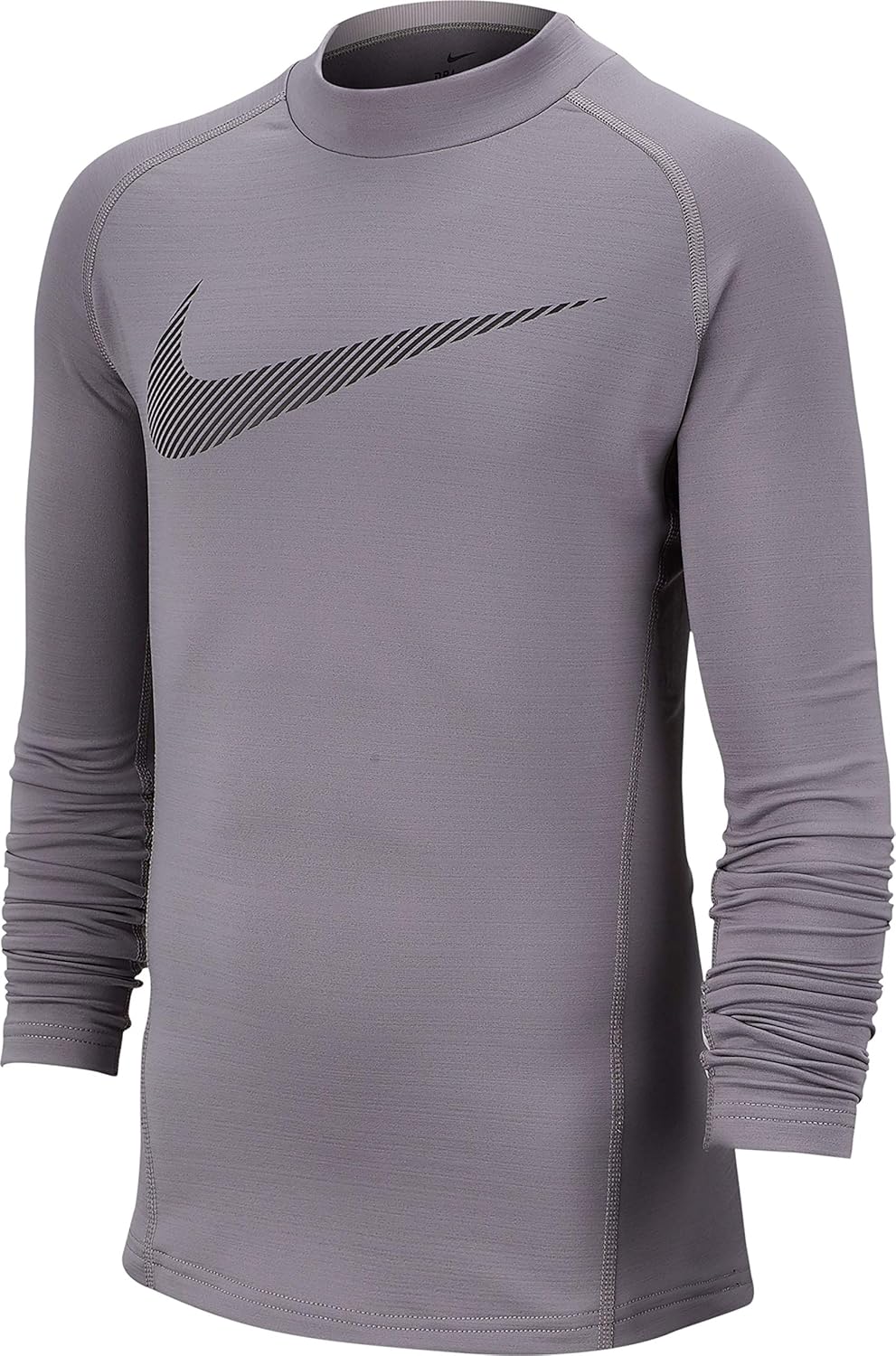 Nike Pro Warm Boy's DriFIT Mock Neck Compression Shirt, Gunsmoke
