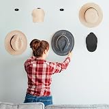 BELLE VOUS 16x Black Self-Adhesive Hat Hooks - Wall Mount Display Organiser Rack view 5