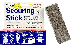 PUMIE Extra Large Pumice Scouring Stick, 2x Larger Than Regular Stick, Heavy Duty Pumice Cleaning Stone for Tough Kitchen Stains, Toilet Bowls & Rings, Extra Large Pumice Cleaning Bar for Rust & Paint