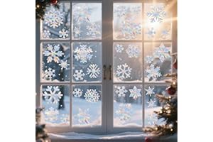 66 PCS Snowflake Window Clings – Christmas Window Clings for Glass,Snowflake Window Decals to Prevent Bird Strikes,Reusable S