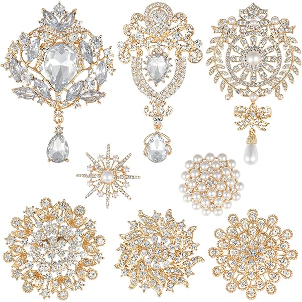 thumbnail image 2 of VINTAGE LOT RHINESTONE PINS BROOCHES COLORED STONE OLD 2 of 12
