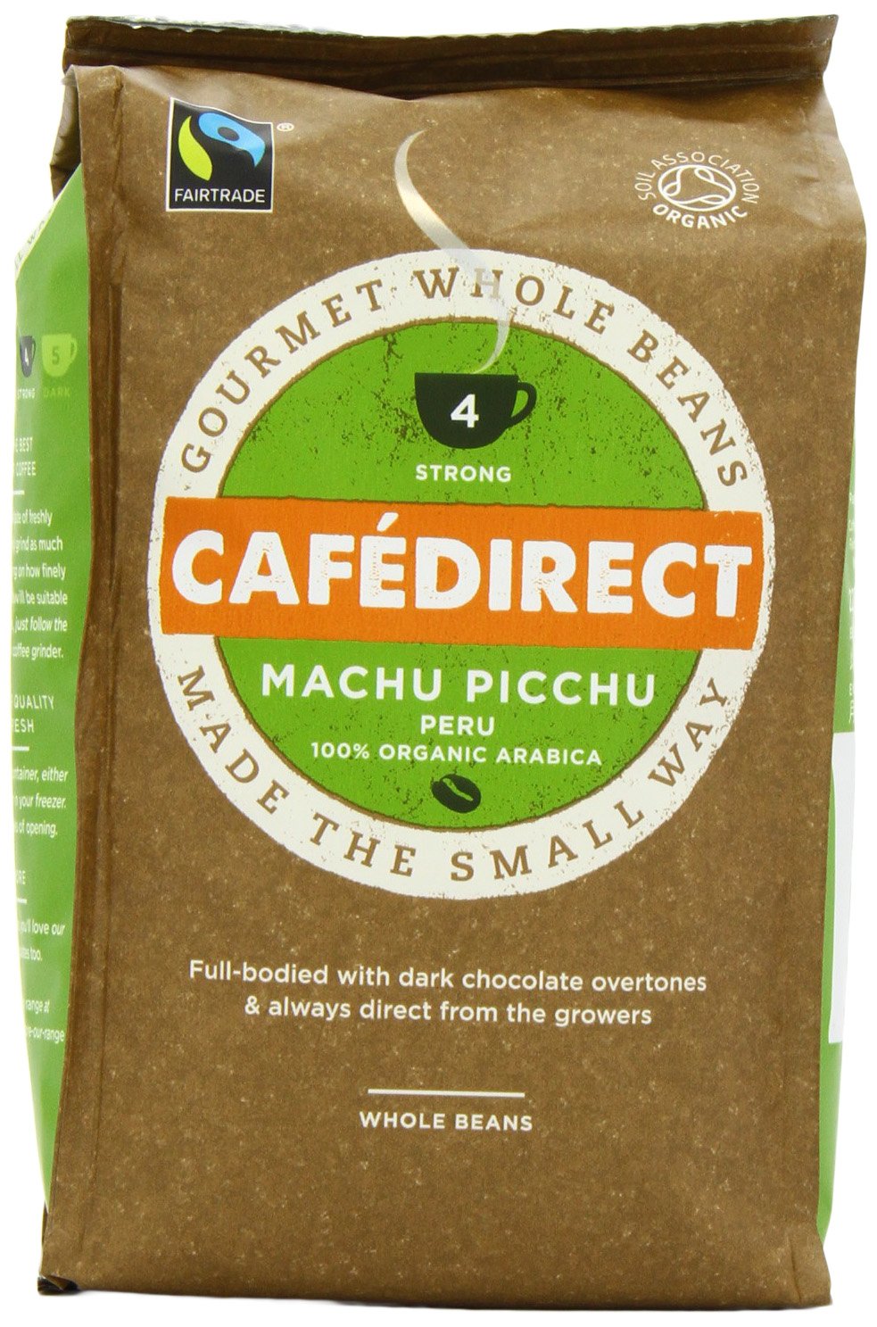 Cafédirect Fairtrade Machu Picchu Organic Whole Beans Coffee 227g (Pack of 2)