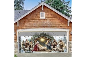 Wesiti Christmas Garage Door Decorations Merry Christmas Cover Banner Garage Door Murals Large Xmas Backdrop Decoration for Xmas Eve Holiday Party Wall(16 x 7 ft,Stylish Style)