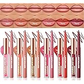 6pcs Matte Lip Liner With 6pcs Nourishing Lip Oil Lip Gloss Set, Long-Lasting And Hydrating 2 In 1 Makeup Set, Hydration Glos
