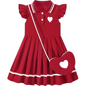 Toddler Girls Ruffle Polo Dresses for 3-7Y Casual Sporty Clothes with Bag | Kid Outfit for Back to School, Tennis, Golf, Birt