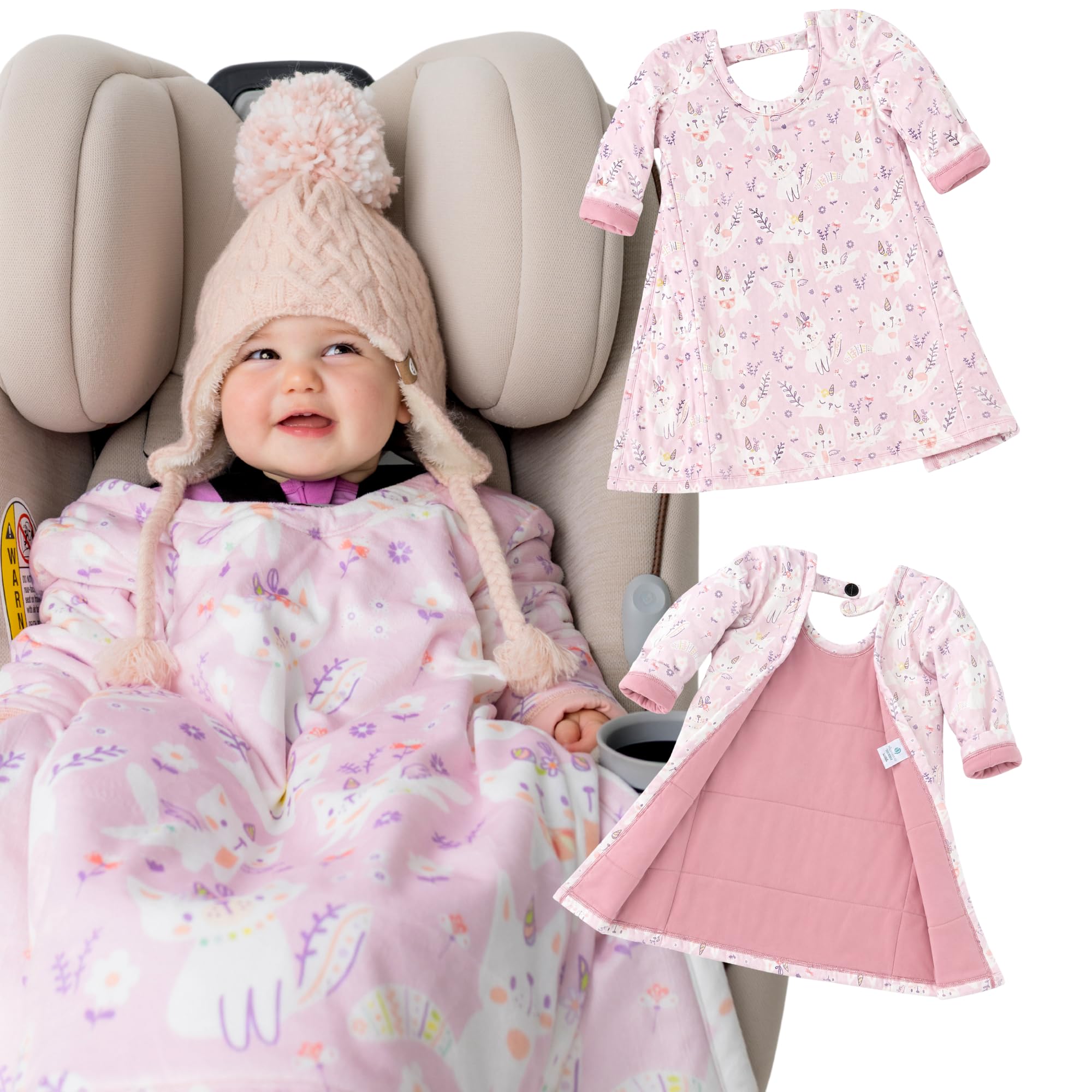 Buckle Me Baby Cozier Car Seat Blanket, Quilted Wearable Blanket with Sleeves, Ultra-Soft & Breathable