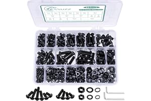 KSSVZZ 447PCS Metric Nuts and Bolts Assortment Kit - M6 M8 Screws Assortment, Assorted Machine Screws Nuts Washers with Hex Wrenches, Grade 10.9 Alloy Steel Black Oxide Button Head Hex Socket Cap Screw Set