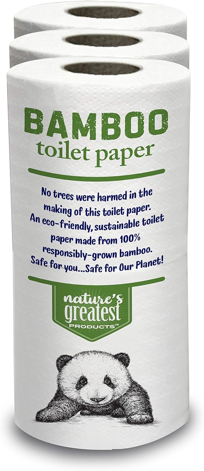 Nature's Greatest, 100% Bamboo & Sugarcane Toilet Paper, 2 Ply, 300 Sheets, 4 Rolls, Packaging May Vary: Health & Personal Care