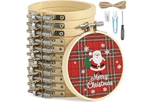 BigOtters 12PCS 3 Inch Embroidery Hoops, Adjustable Bamboo Circle Cross Stitch Hoop Ring Bulk Wholesale for Home Ornaments Art Craft Handy Sewing DIY Favor