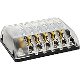 Blue Sea Systems Bloque de fusibles 5015 AGC 6-CIR con tierra, 3.5 x 5.0 pulgadas