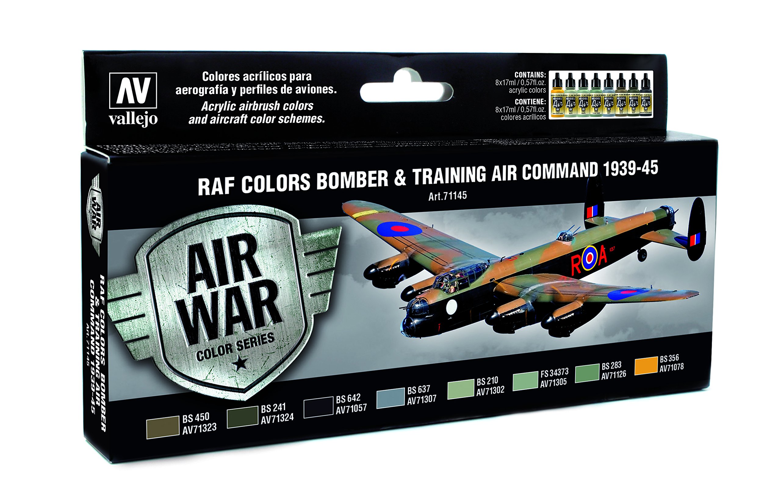 Vallejo"RAF & FAA Bomber Air Command & Training Air 1939-45" Model Air Colouring Kit,17 ml (Pack of 8)