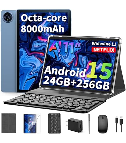 Amazon.com: Tablet Android 15 2025 con teclado, 24GB+256GB+2TB