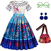 Foierp Mirabel Costume Dress for Girls - Isabella Costumes Cosplay Princess Halloween Party Dress Up Clothes with Accessories