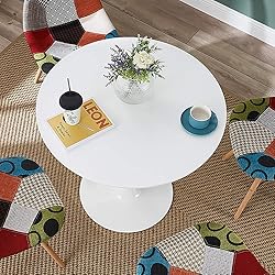 Modern Round Dining Table, ∅31.5'' Colored Top
