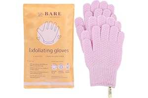 Bare Botanics 4 Pack Lavender Exfoliating Gloves for Shower | 100% Nylon Fibers | Exfoliating Bath Gloves for Shower Exfoliating | Shower Gloves & Dead Skin Remover | Wet & Dry Exfoliating Glove