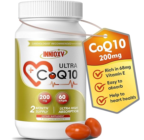 INNIOXV COQ10 200MG SOFTGELS – HIGH ABSORPTION COENZYME Q10 FOR HEART HEALTH, CELLULAR ENERGY & ANTIOXIDANT SUPPORT – 60 SOFTGELS