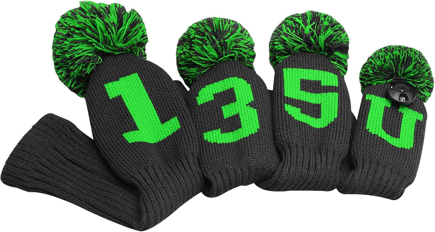 Big Teeth Golf Head Covers Knitted Driver Fairway Hybrid UT Woods Set