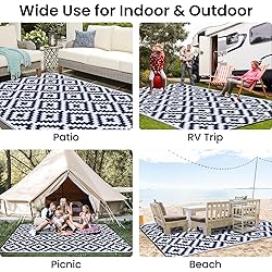 Smiry Waterproof Outdoor Rug 6x9 ft, Reversible
