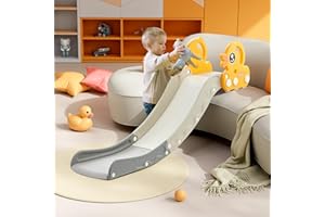 DUKE BABY Indoor Kids Baby Couch Slide for Toddler 1-3, Sofa Slide Add-on Attachment for Bed Nugget Playgrounds, with Secure Base Guardrail, Gentle Slope Extended Buffer Zone, Fun Duck Design, Yellow
