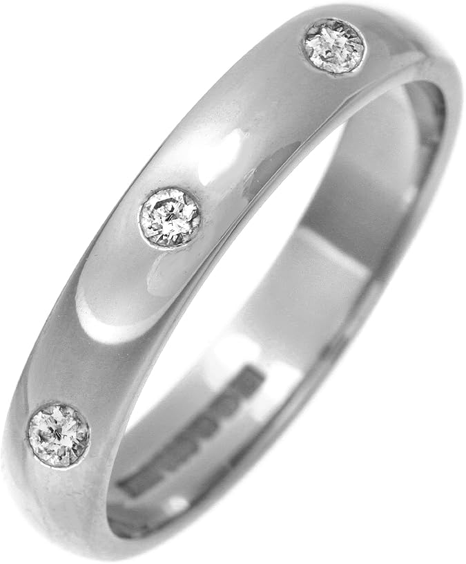Men's Wedding Ring/Wedding Band 4 mm White Gold 375/1000 et Diamant