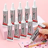 cridoz B7000 Jewelry Glue for Rhinestones,10Pack Flexible Super Glue Gel with Precision Tip Multi Function Clear Gem Glue Fab
