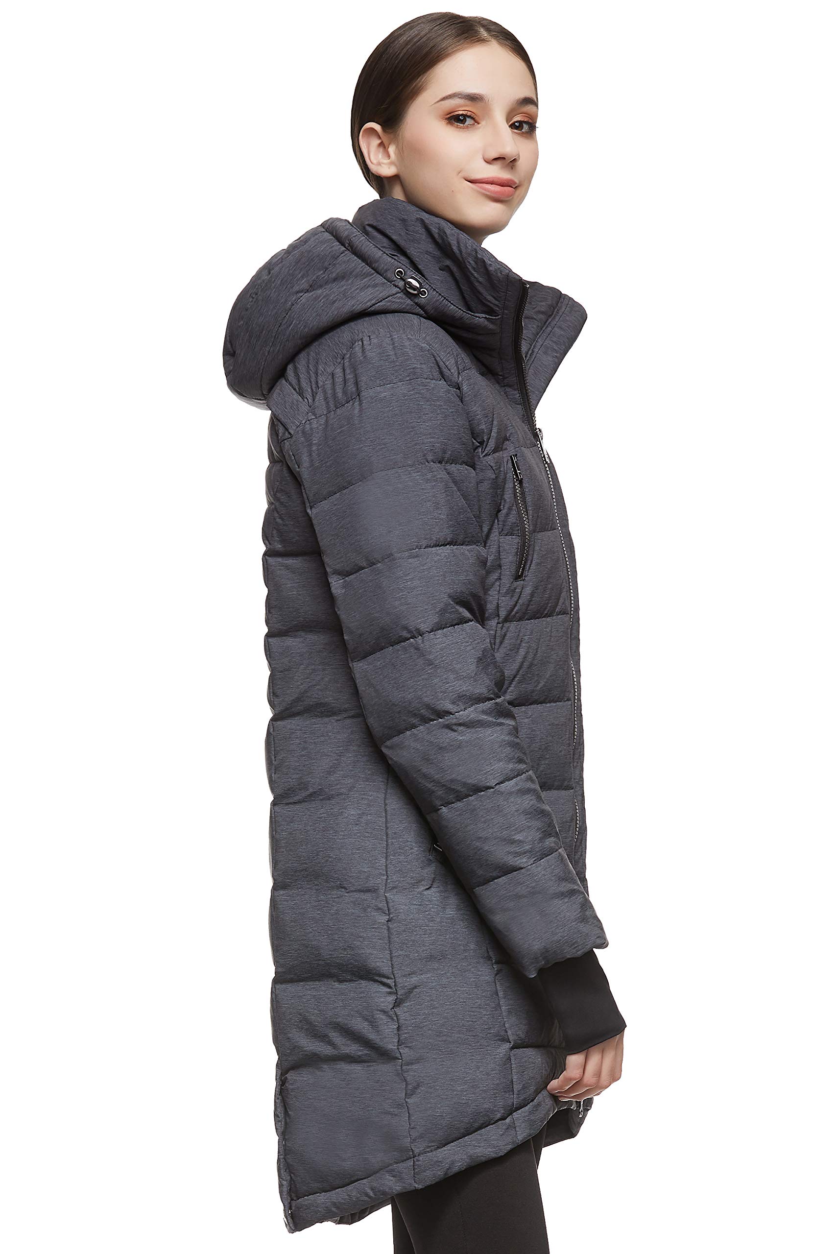 Orolay Women's Winter Down Jacket Long Quilted Puffer Coat Warm Hooded Slim Fit Outerwear