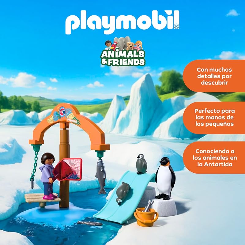 | Animals & Friends | Zoo Expedición al Hielo | Pingüinos y focas con carrusel de alimentación | Juguete Infantil a Partir de 4 años | 72073