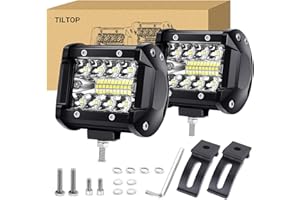 TILTOP LED Pods 4inch LED Light Bar Fog Lights Off-Road Driving Lights 2PCS 120W 1,200LM Triple-Row Flood Spot Combo Waterproof Work Light for Trucks Boat Golf Cart Jeep SUV ATV UTV