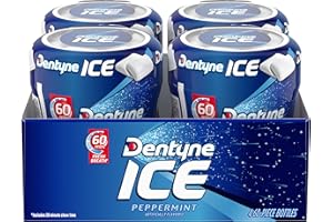 Dentyne Ice Peppermint Sugar Free Gum, 4 Bottles of 60 Pieces (240 Total Pieces)