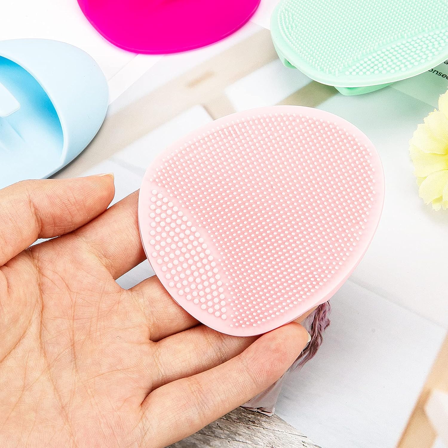 4 Pack Silicone Face Scrubber, JEXCULL Soft Silicone Facial Cleansing Brush Ergonomic Manual Face Exfoliator and Massager Pad for All Skin Types Deep Cleaning Skin Care…: Beauty