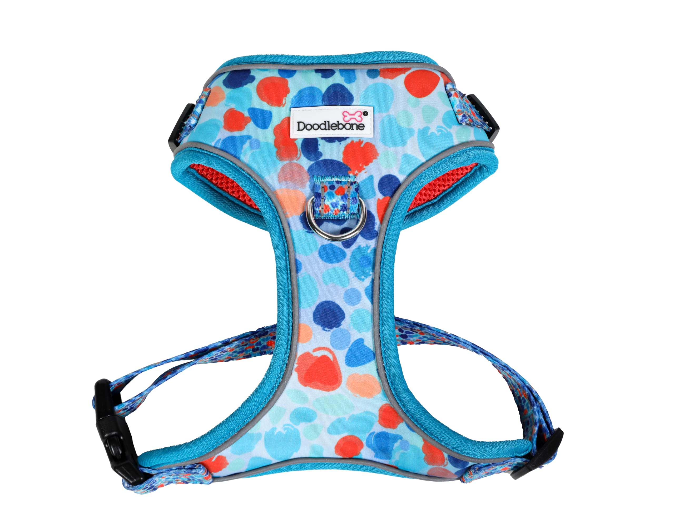 Doodlebone - Adjustable Airmesh Harness - Over Head Dog Harness with Adjustable Neck and Chest, Dual D Rings, Breathable Mesh and Reflective Trim for Everyday Walkies - Size 6-9 - Reef — image 1