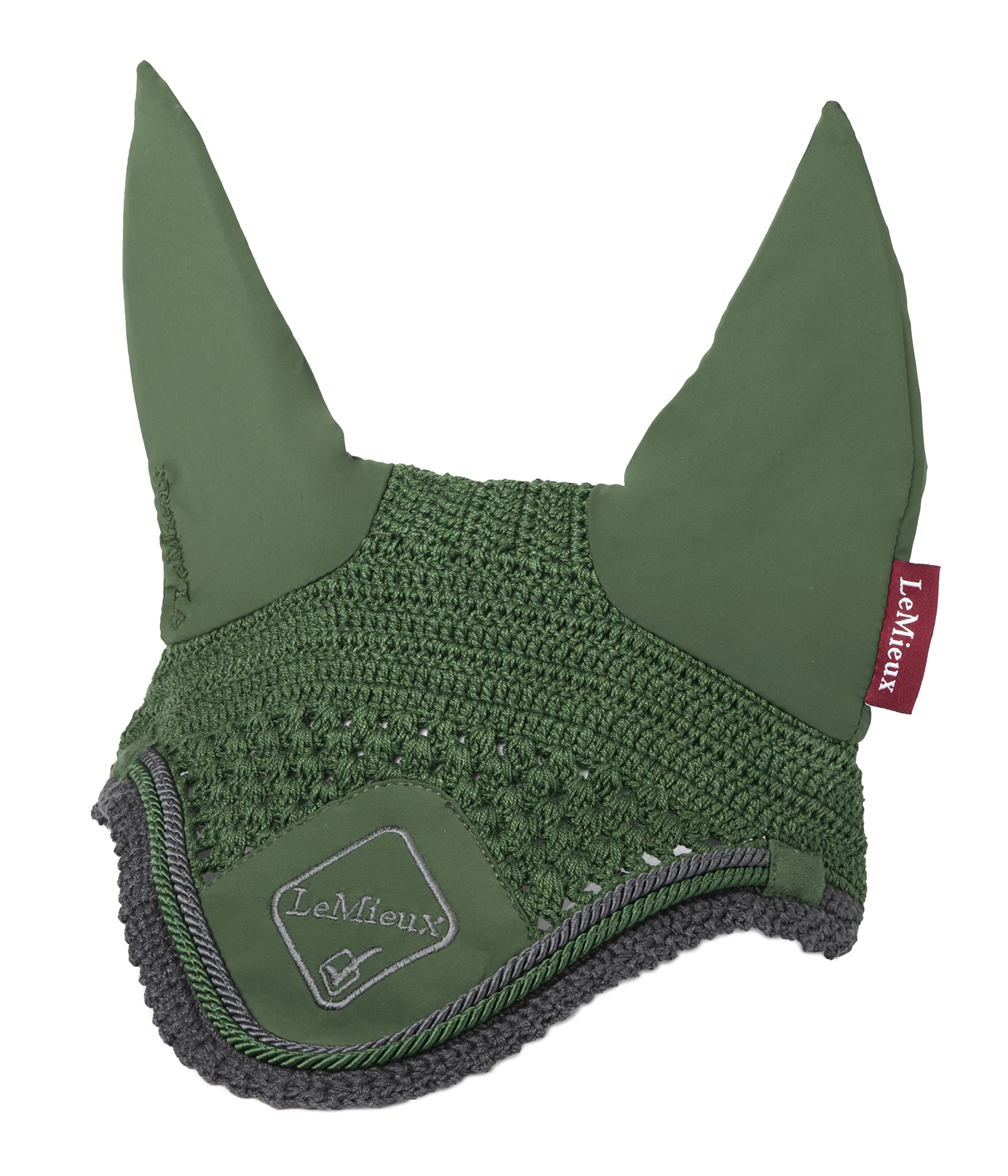 LeMieux Classic Crochet Fly Hood with Comfortable Lycra Ears in Hunter Green - Sport Horse Wear for Competitive Rider - X-Large