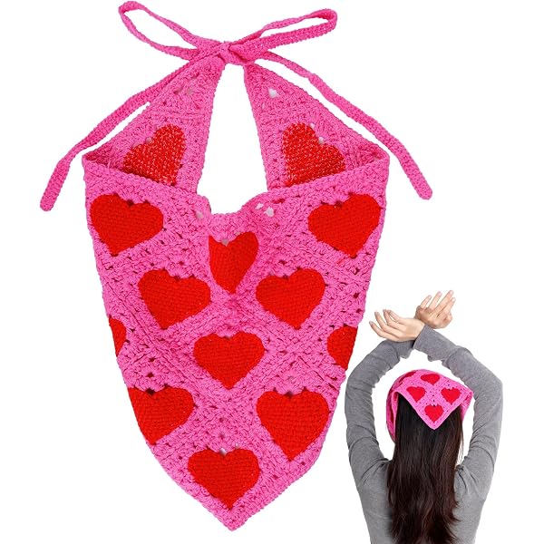 Amazon.com : hoyuwak Crochet Head Scarf Bandanas Heart Headbands
