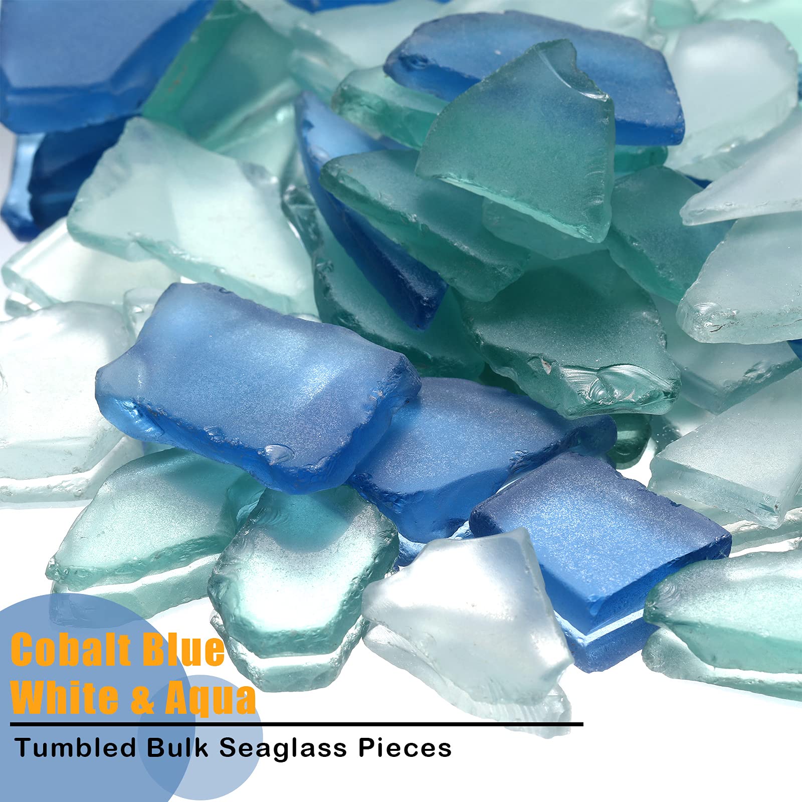 Jetec Sea Glass for Crafts Seaglass Pieces Decor Flat Frosted Sea Glass Vase Filler Crushed for Beach Wedding Party Decor Home Aquarium DIY Art Craft Supplies(Blue, White, Green)