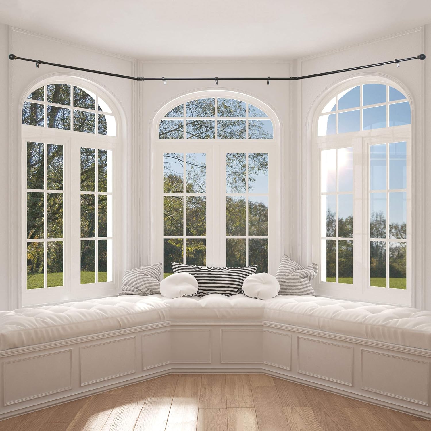 Decopolitan Drapery Bay Window Curtain Rod Set, Oil Rubbed Bronze: Home & Kitchen