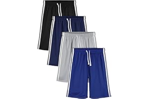 POROKA 4 Pack Boys Athletic Shorts Quick Dry Performance Shorts Toddler Mesh Shorts Active Basketball Shorts Summer Shorts for Boys