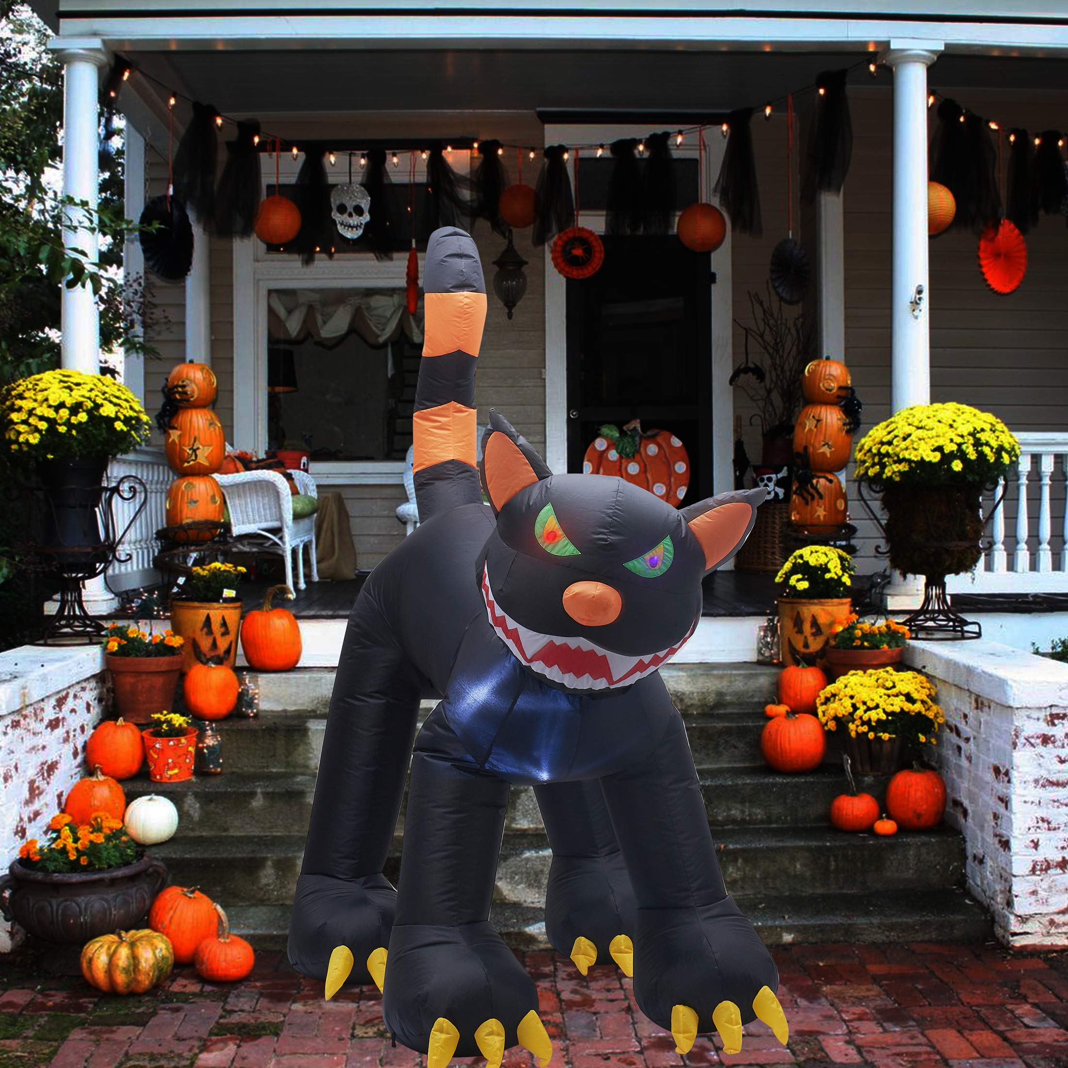 Twinkle Star Inflatable Halloween Decorations 6.5 ft Black Cat with LED Flashing Eyes and Moving Head, Home Yard Lawn Garden Party Outdoor Decor