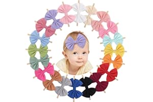 doboi 20PCS Baby Girls Headbands Hair Bows Nylon Hairbands Hair Accessories for Newborn Infant Toddlers Little Girls