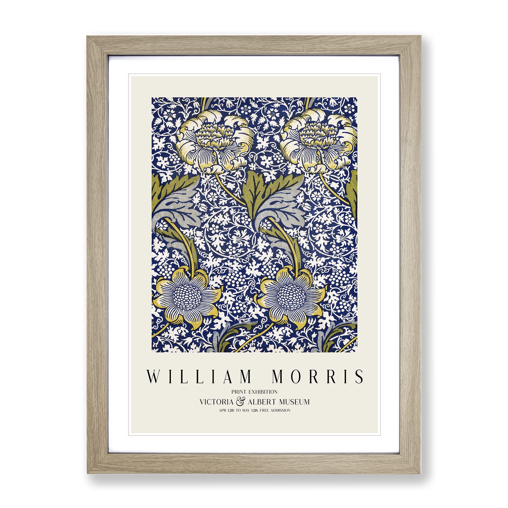 Kennet Vol.1 By William Morris Exhibition Museum Painting Framed Wall Art Print, Ready to Hang Picture for Living Room Bedroom Home Office Décor, Oak A3 (34 x 46 cm)