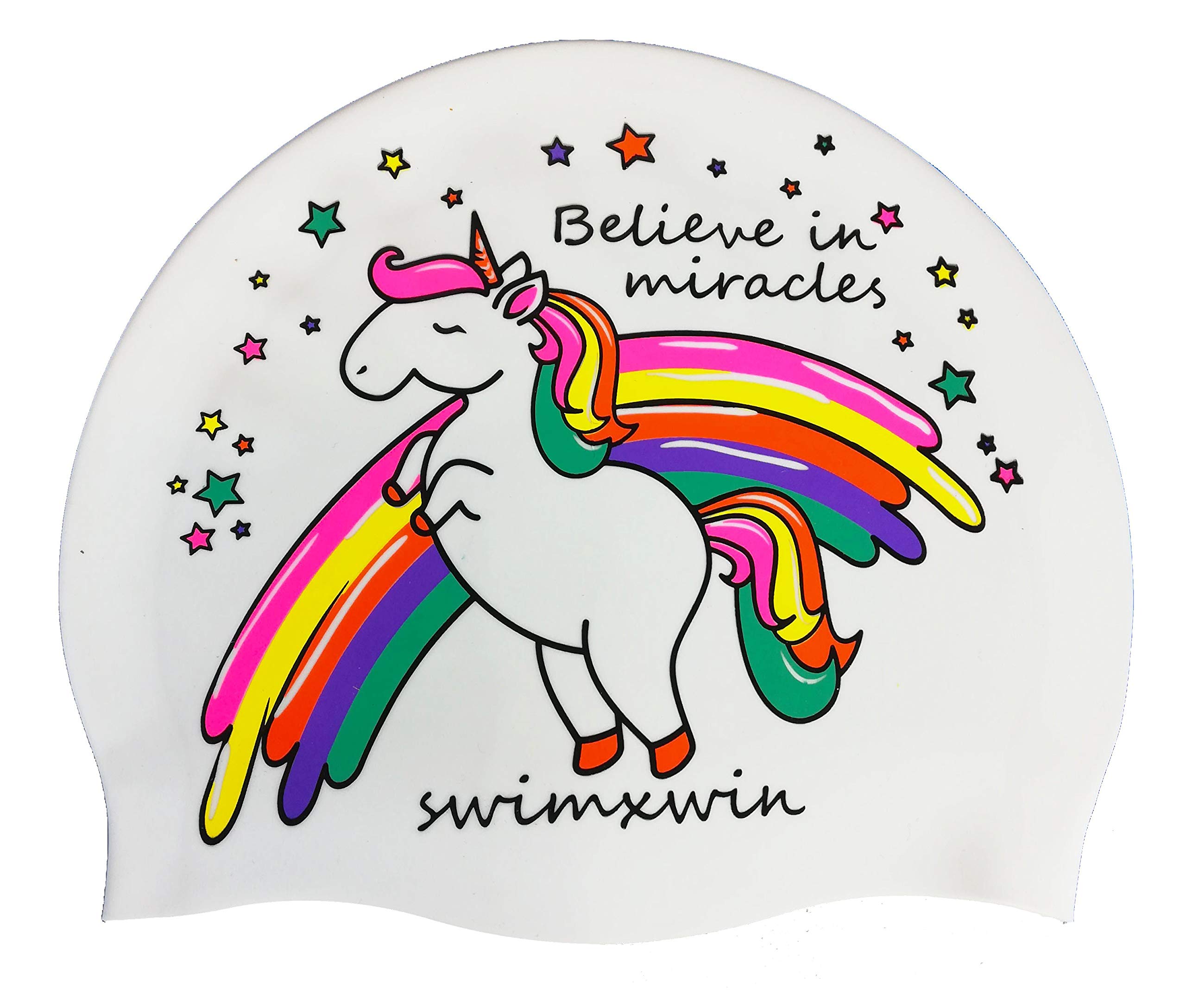 Belive in Miracles Silicone Swimming Cap | Fantastic Pool Cap | Swim Cap for Men, Woman and Kids | Great Comfort and Fit | Italian design and style