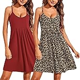 Ekouaer 2 Pack Nightgowns for Women Sleeveless Sleepwear Racerback Tank Sleepshirts Chemise Nightdress S-XXL