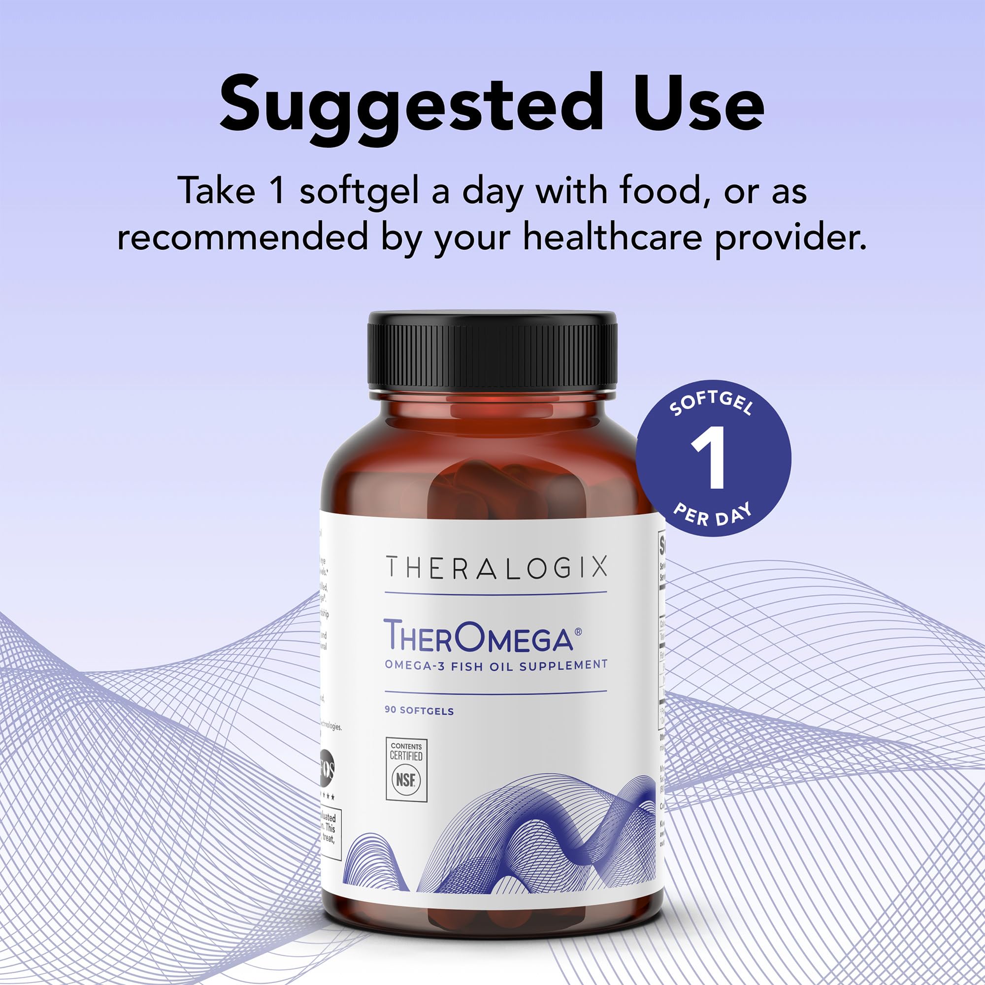 Theralogix TherOmega Omega-3 Fish Oil Supplement - Supports Heart, Brain, Immune & Joint Health* - 700 mg DHA & EPA from Wild Alaska Pollock - Sustainably Sourced - NSF Certified - 90 Softgels
