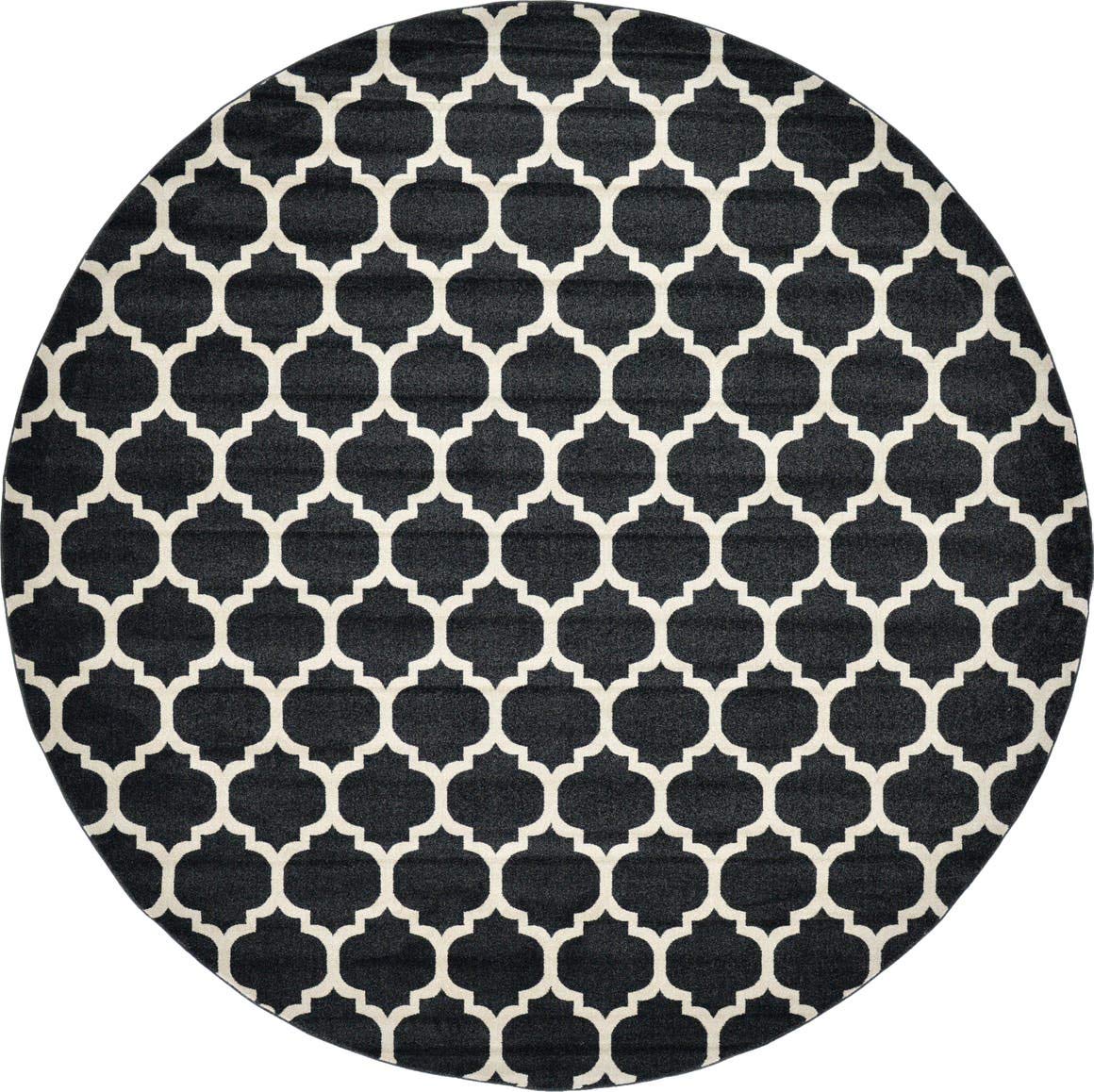 Unique Loom Trellis Collection Area Rug - Philadelphia (12' 2" Round Black/Beige) Image