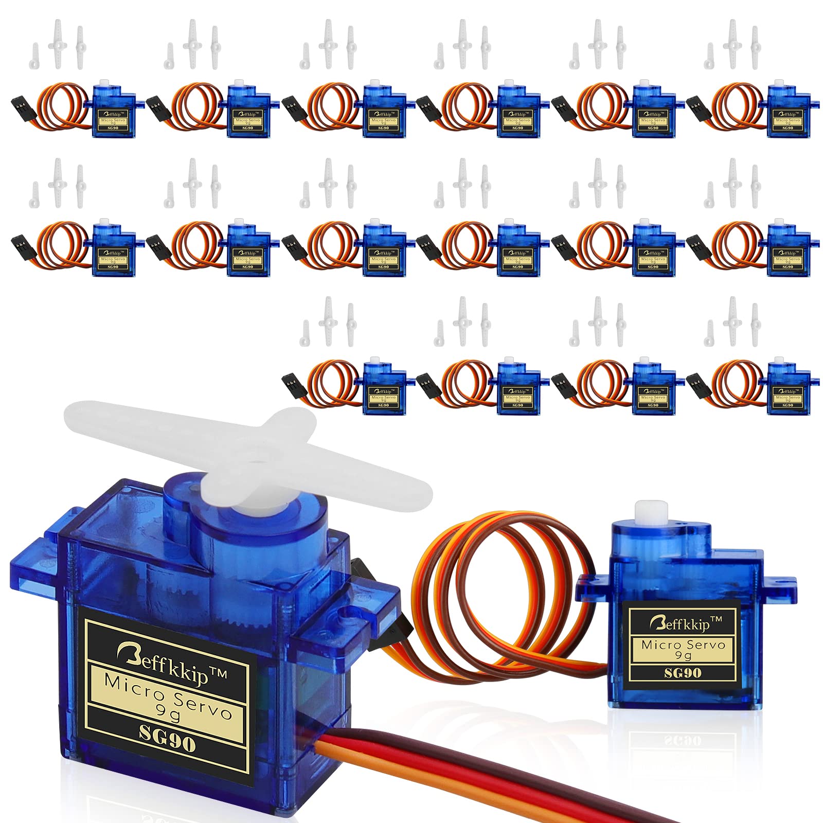 Beffkkip RC Servo 16Pcs SG90 9g Micro Servos Kit